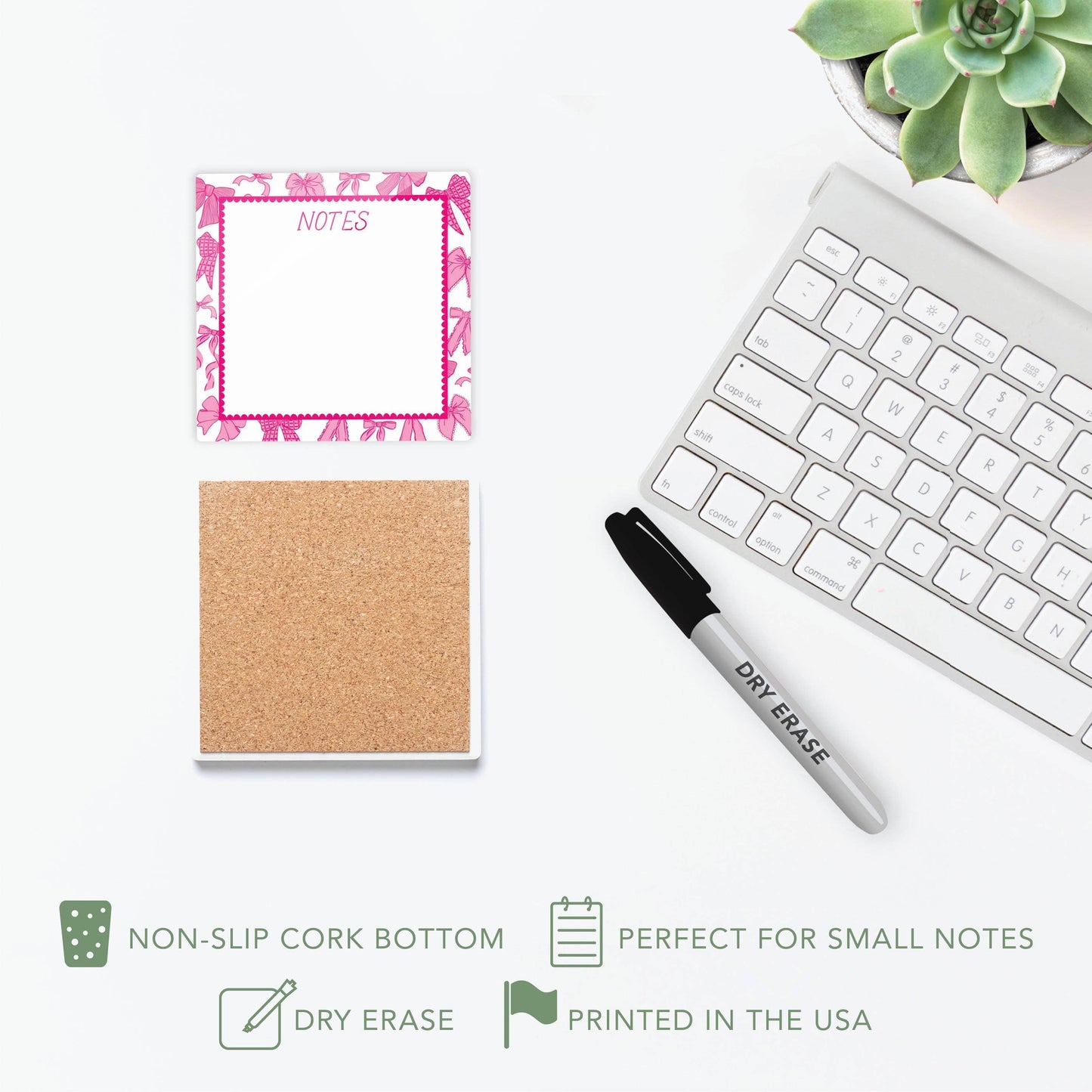 Dry Erase Glass Sign, Bows, Gifts for Girls, Bows, Desk Note