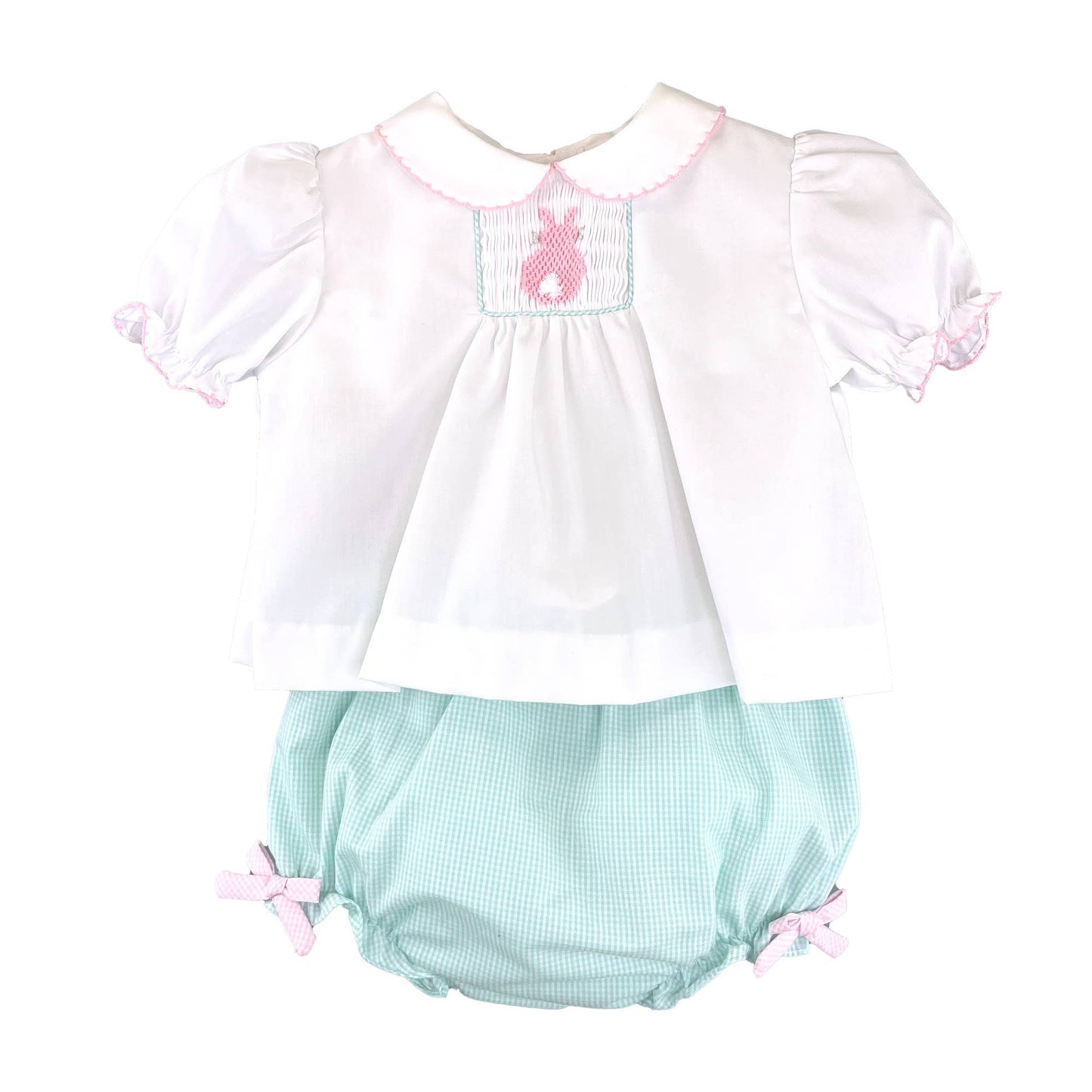 Smocked Bunny Diaper Set with Ruffle Sleeve